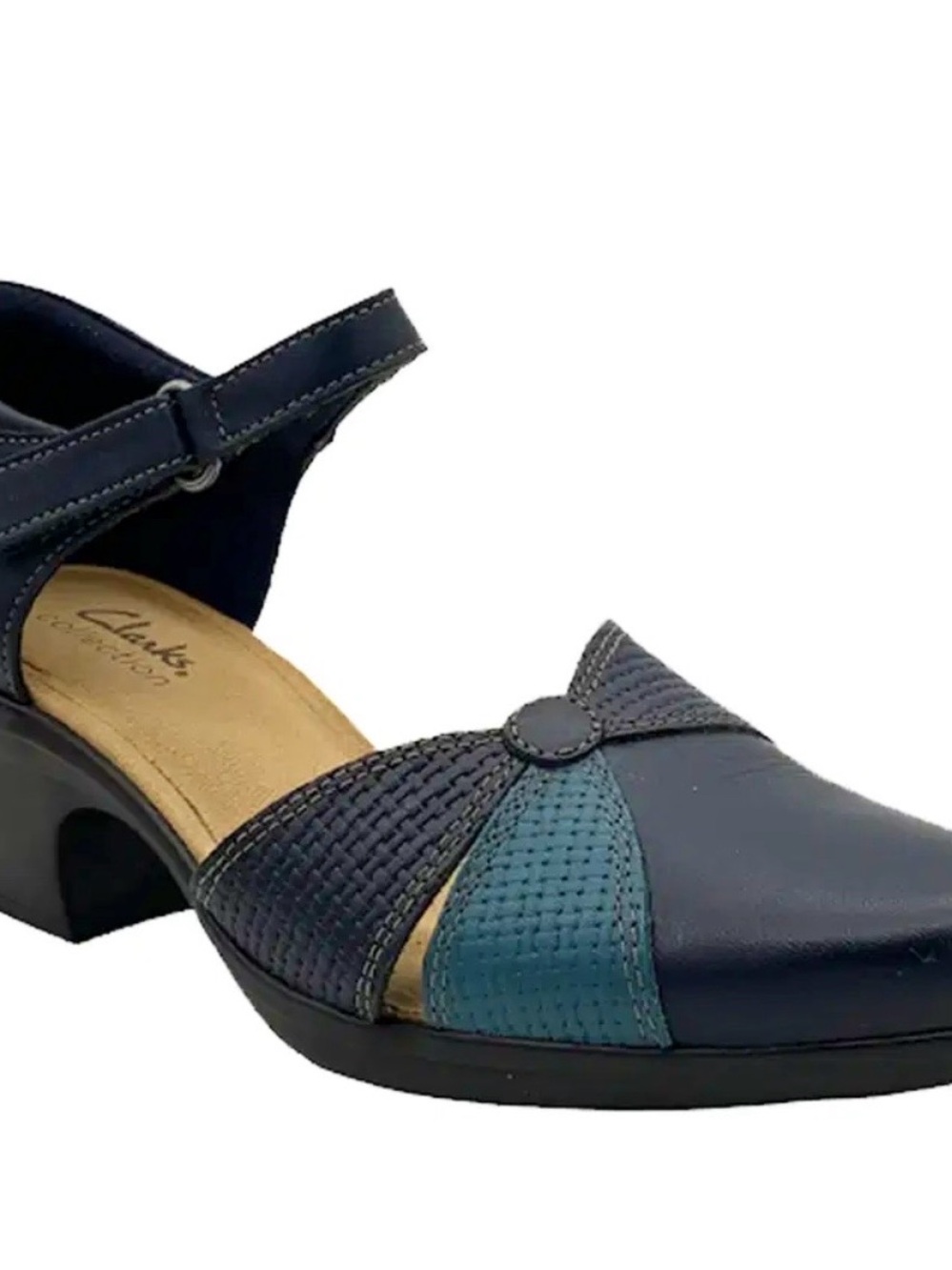 NWOB Size 11 Clarks Collection Emily Rae Hook and Loop Ortholite Mary Jane Heels - Picture 2 of 5